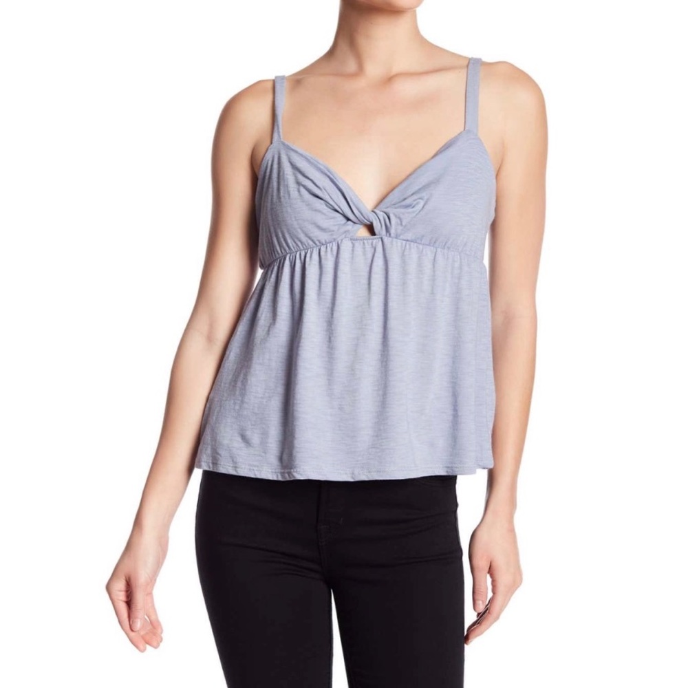 Socialite Tie Front Tank Top Chambray